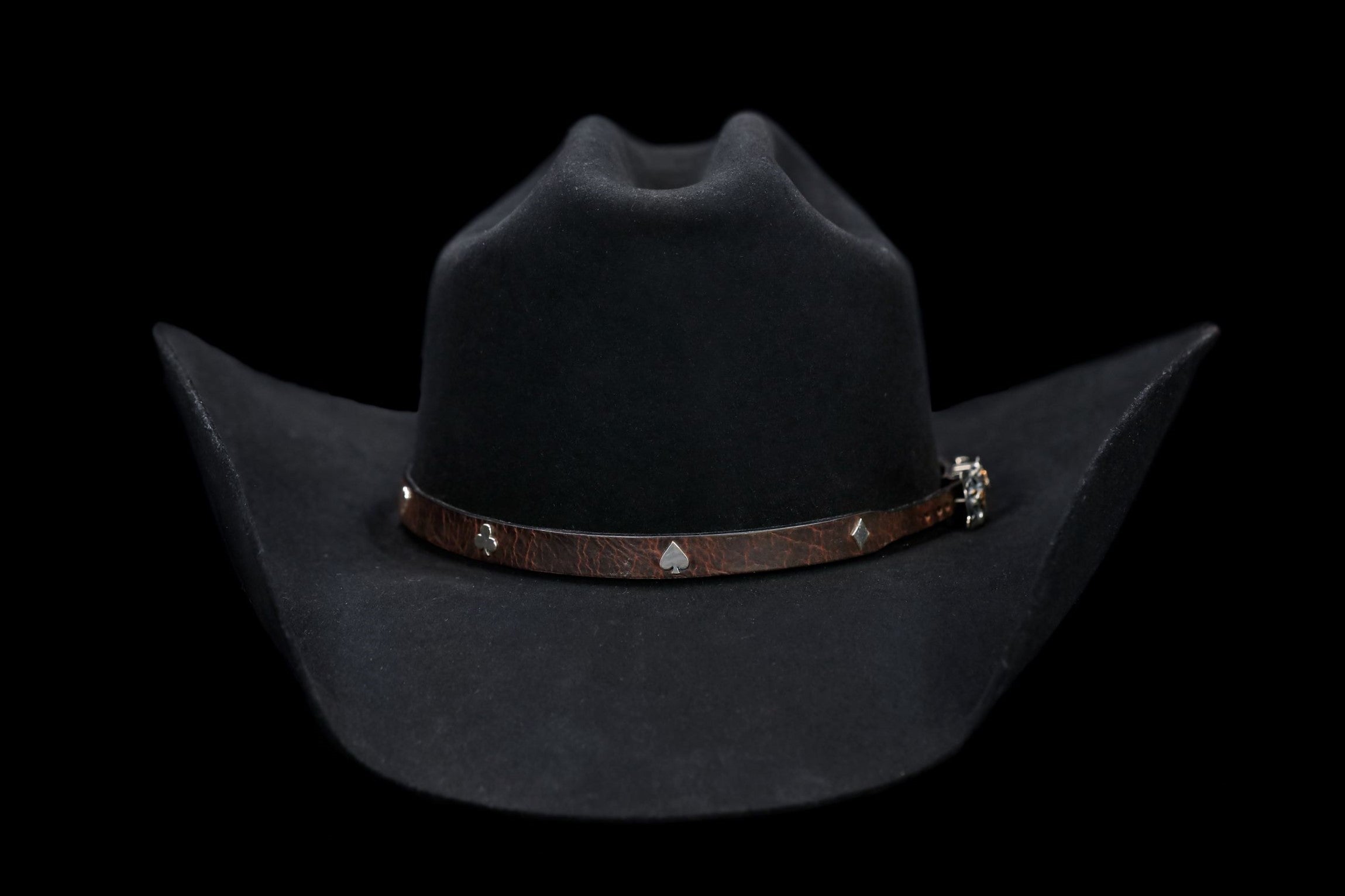 Skull and Crossbones Hat Band | Black and Silver Hat Band | Adjustable Hat Band Brown