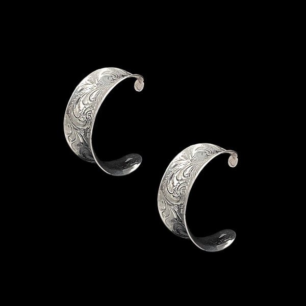Vogt Silversmiths Earrings NEW! The Engraved Royale Hoops