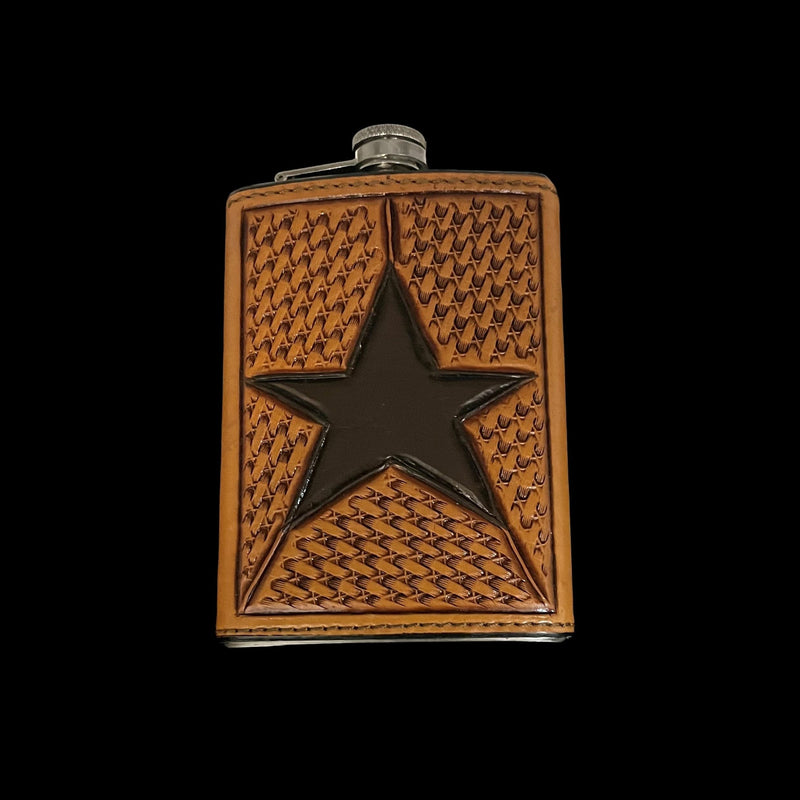 Vogt Silversmiths Leather Flask Chocolate Brown Star Flask