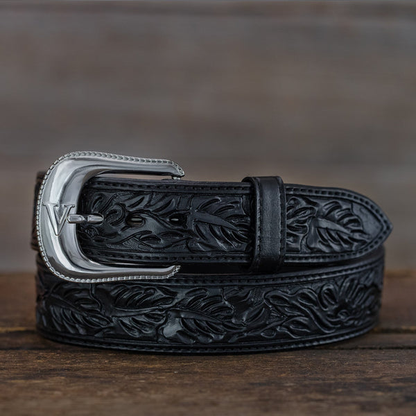 Vogt Silversmiths Belts Black Floral Pattern