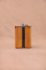 Vogt Silversmiths Leather Flask Russet and Dark Brown Floral Diagonal Tooled Flask